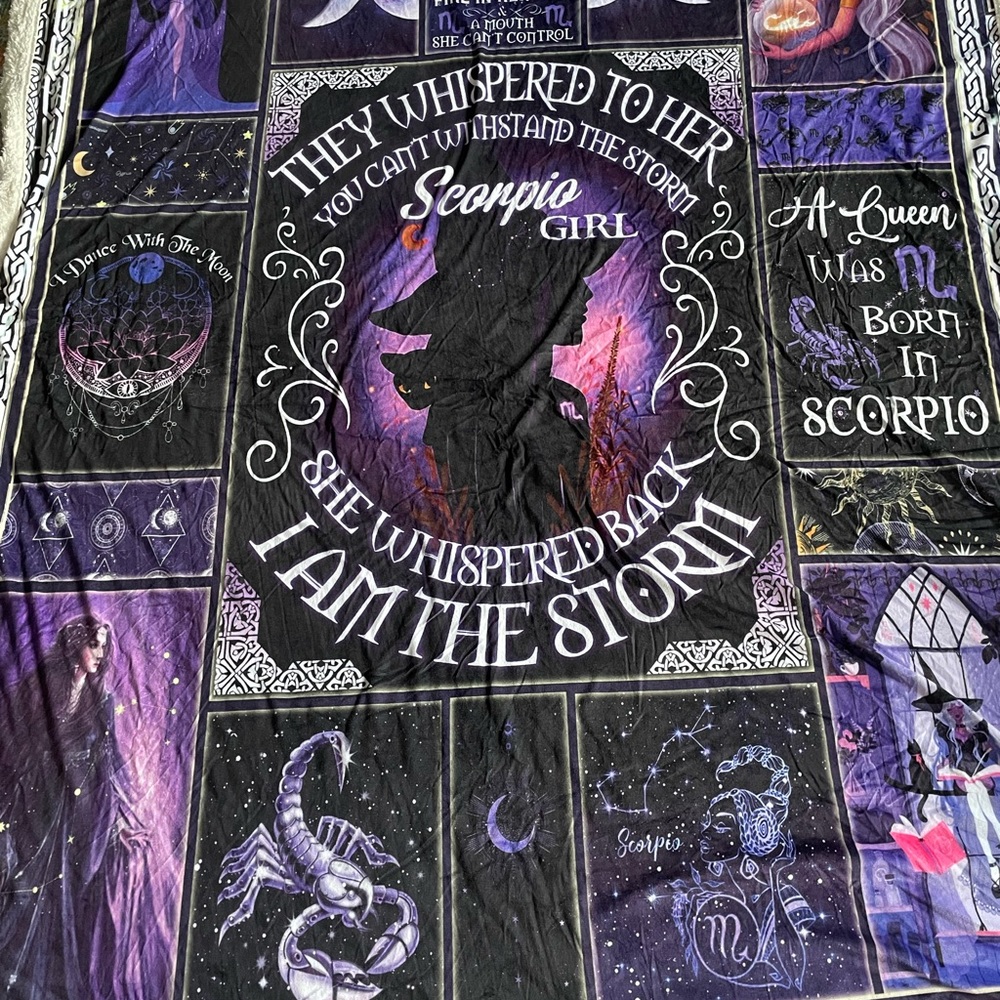 Scorpio Zodiac Throw in Purple and Black